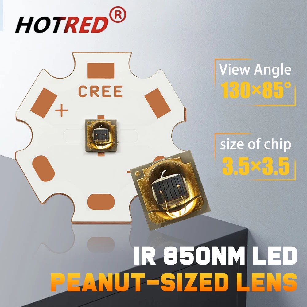 

10 шт. ИК-светодиоды 850 нм 3 Вт 3535, высокомощные чипы, ИК-излучение 130x85°, лазерная лампа для ночного видения