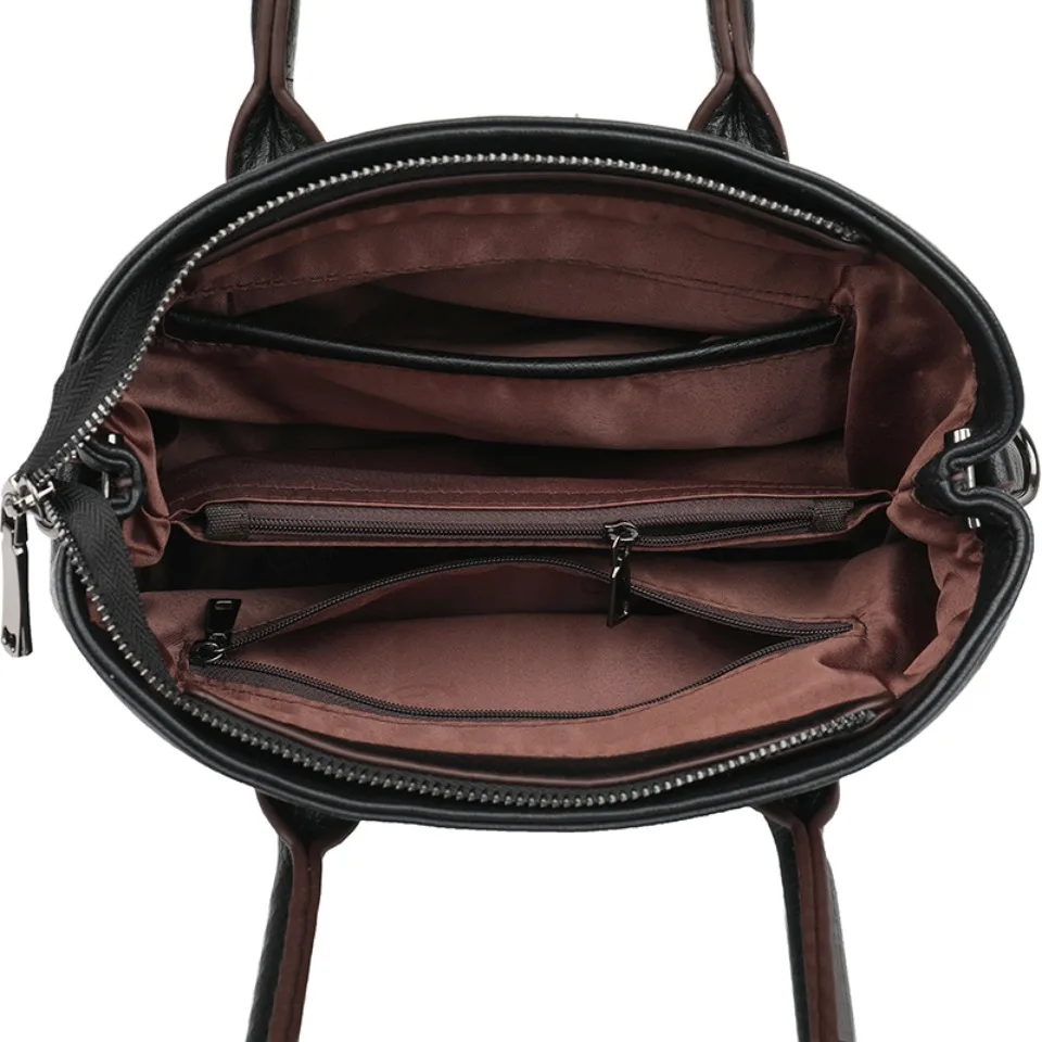 Genuine Brand Soft Leather Tote Bag Women's Large Capacity Carrying Bags Designer Handbag Vintage Shoulder Bag Commuting Bags