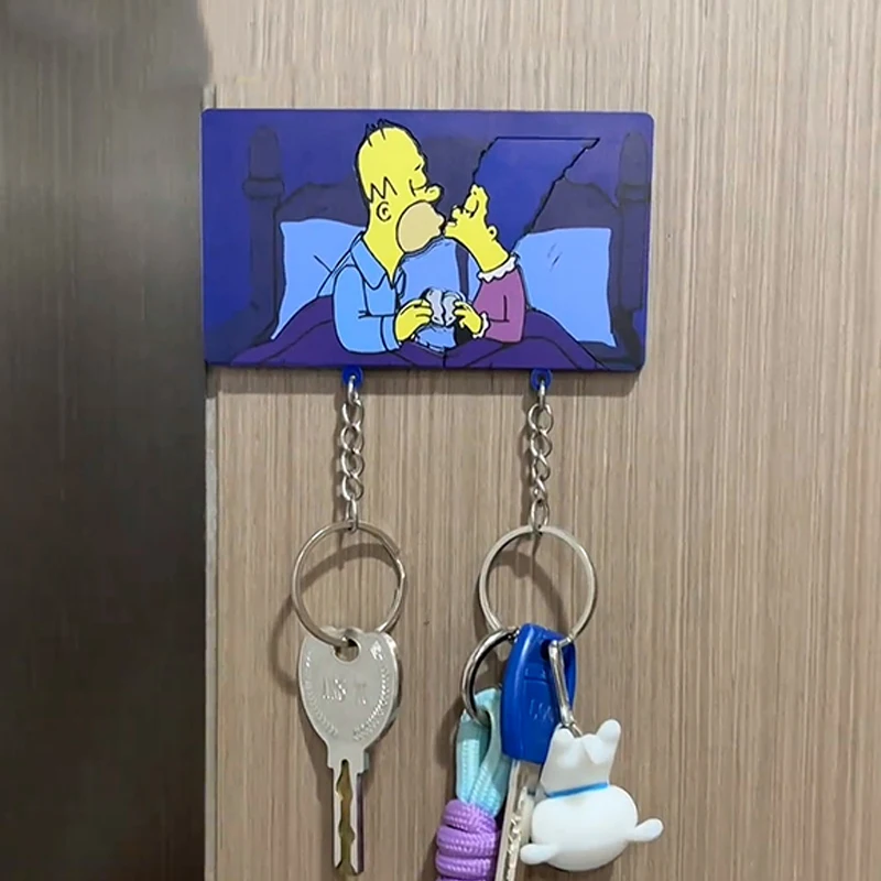 Simpsons Keychain Anime Refrigerator Magnet Sticker Personalized Couple Key Holder Schoolbag Car Pendant Home Decoration Gifts