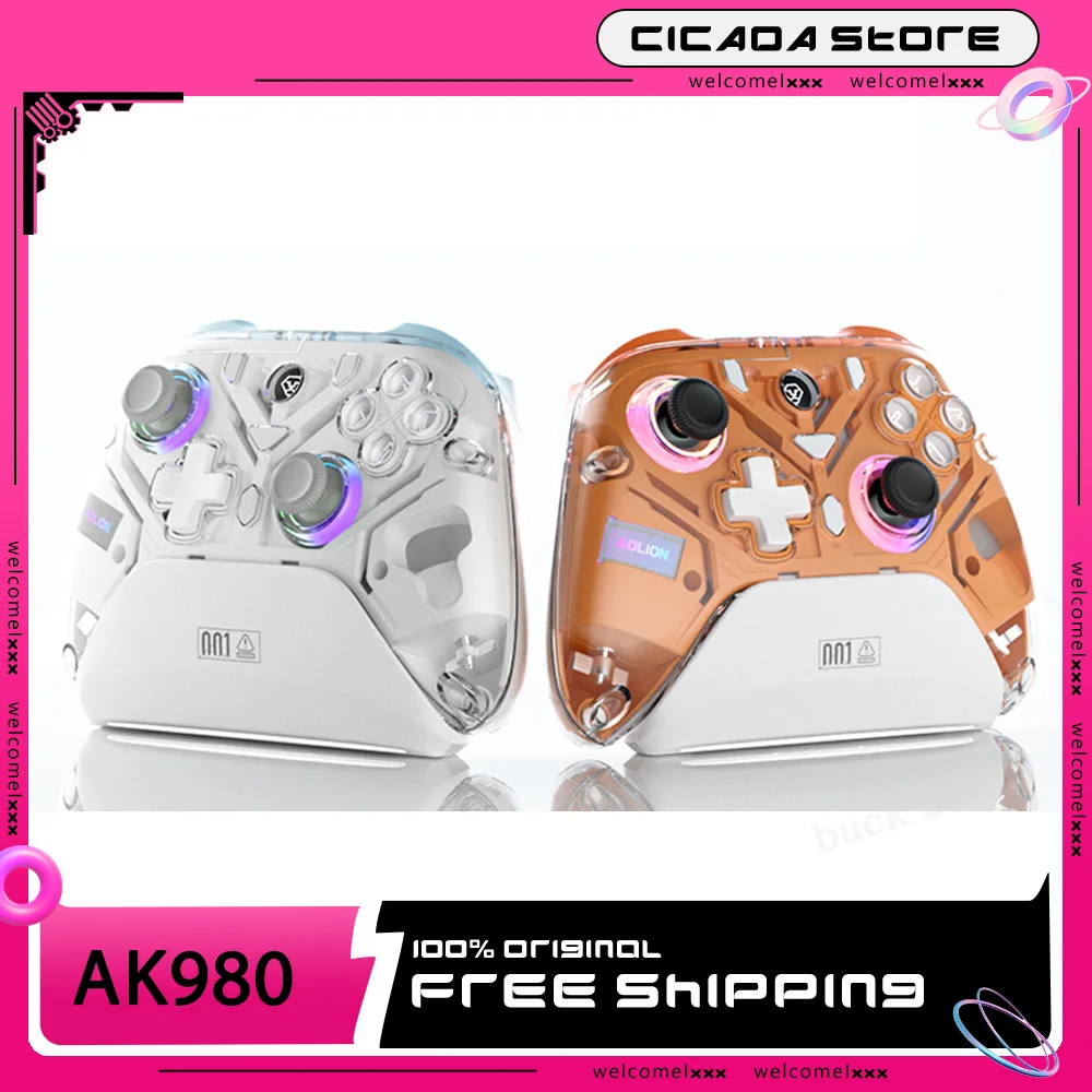 

Aolion K10 Wireless Gamepad Three Mode Eva Hall Trigger Joystick Rgb Controller With Charger Base For Switch Pc Game Custom Gift