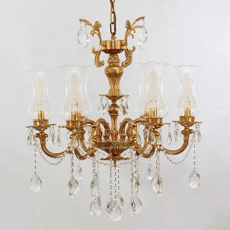 Französische Villa Wohnzimmer Esszimmer Pendelleuchte Bronze Luxus Messing Antik Reproduktion Kronleuchter