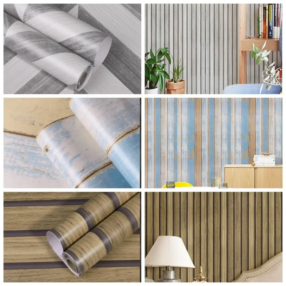 

Waterproof Self-adhesive Wallpaper Antifouling Easy To Clean Wood grain wall stickers Free Tailoring PVC Background Wall Sticker