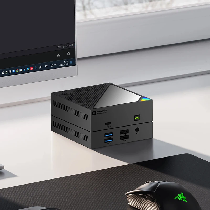 AMD Rayen R7 7840U R5 6600U Mini PC HD DP 2 * LAN 2.5G Type-C Win11 Pocket Office/Home Computer 16G LPDDR5 6400MHz Wifi6 BT5.2