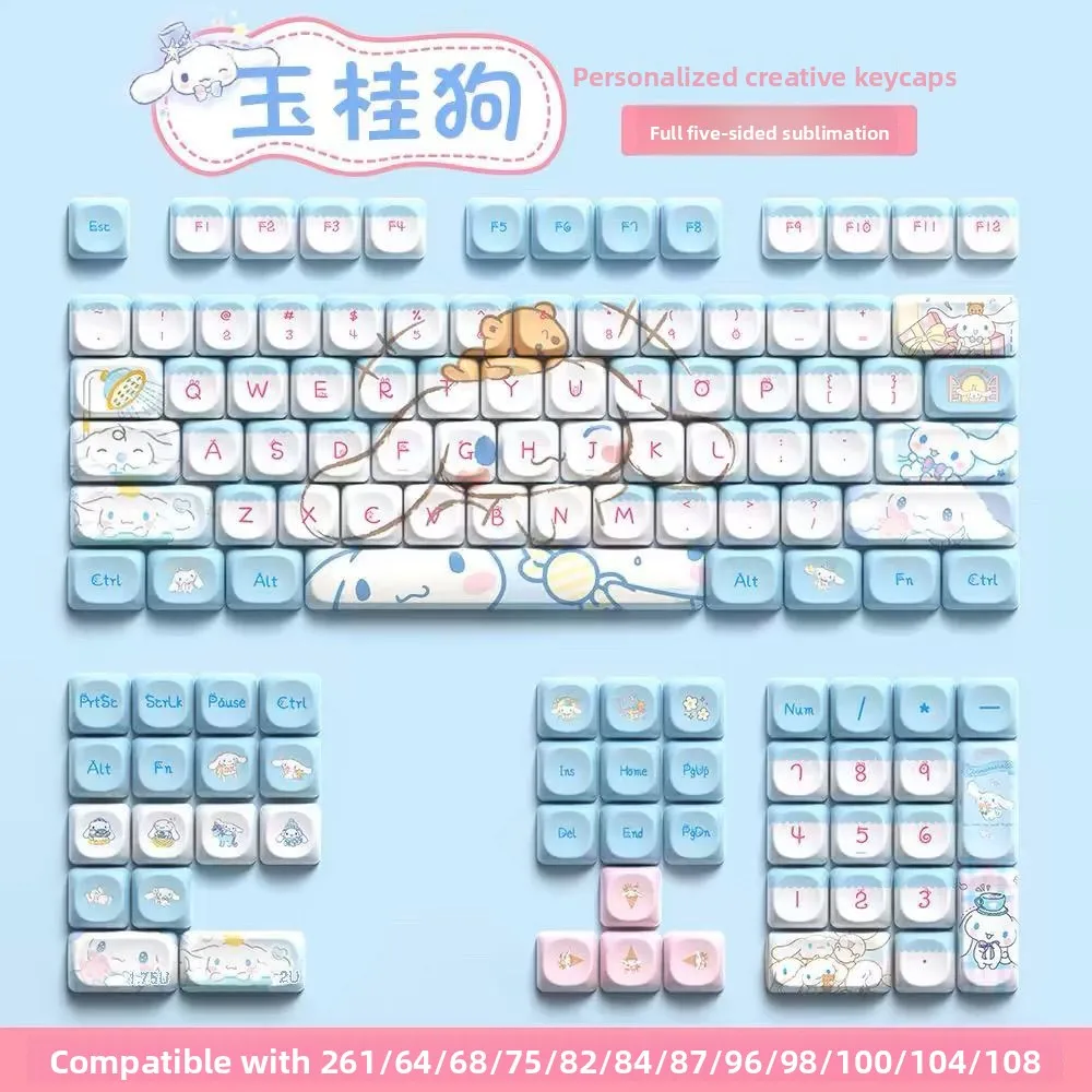 

New MINISO Kawaii Cinnamoroll Gengar Keycaps Cartoon Style PBT Mechanical Keyboard Key Caps MCA Highly Cute Keyboard Accessories