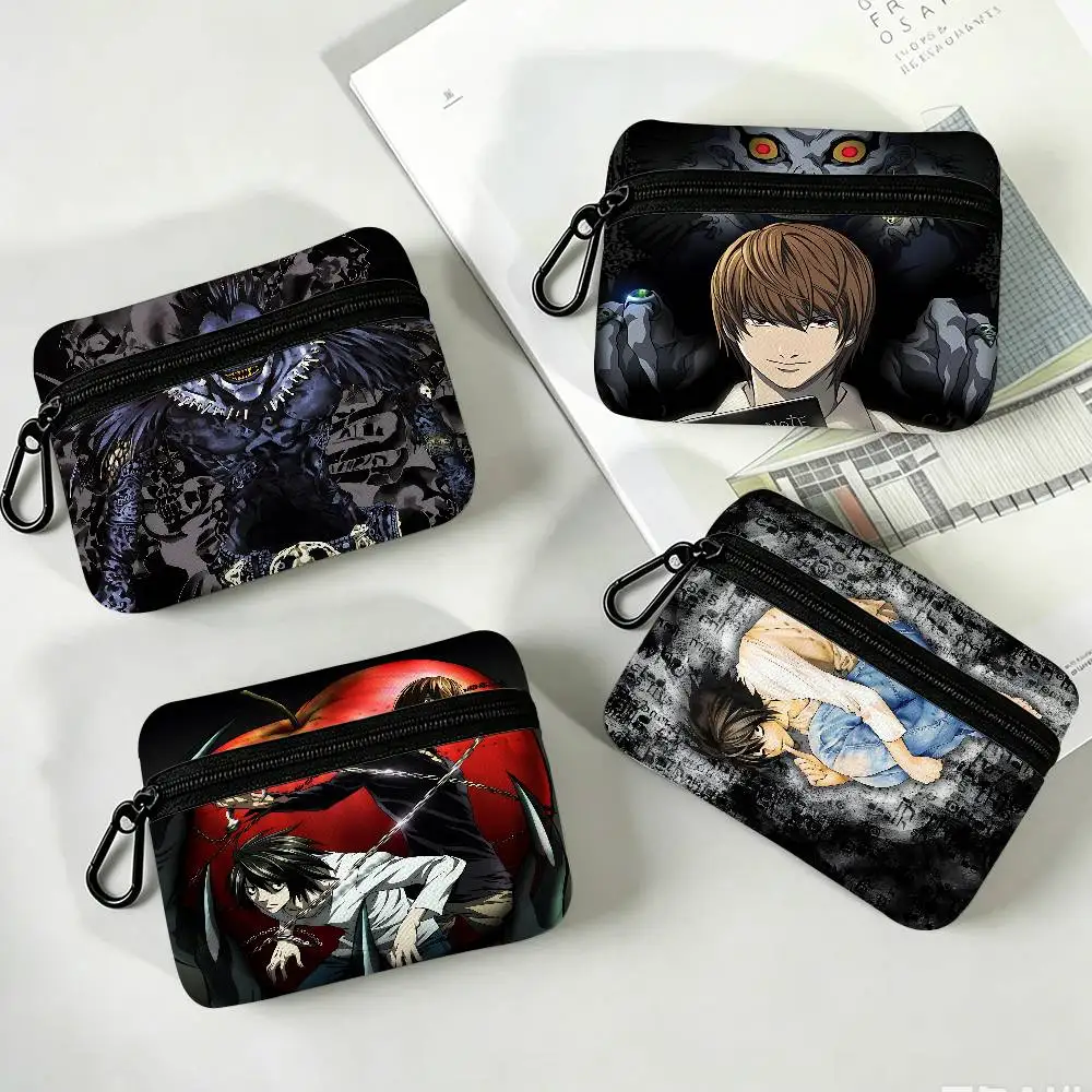 D-Death N-Note Misa L Yagami Lightweight Oxford Fabric Coin Purse Carabiner Hook Design Mini Card Key Organizer Bag