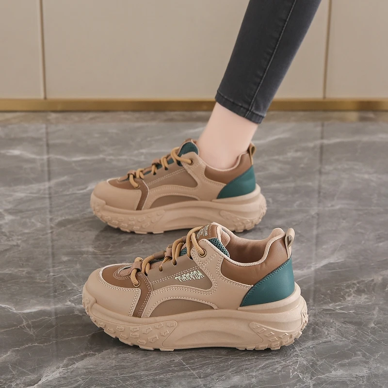 

Women's 6CM Platform Sneakers PU Leather Lace Up Comfortable Walking Shoes Non Slip Casual Shoes for Women