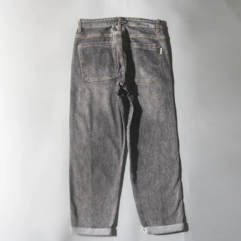 Men's Casual Straight Leg Jeans Summer New Loose Fit Trendy Long Pants Autumn Versatile Nine Points Pants Harajuku Style Cott...