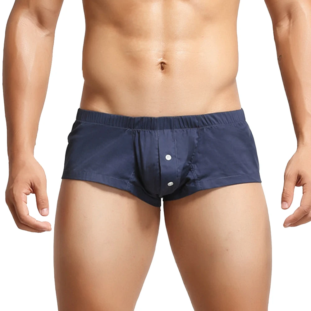 Mens Briefs Breathable Underwear Stretchy Underpants Softs Shorts Button Trunks Briefs Low Rise Man Home Panties