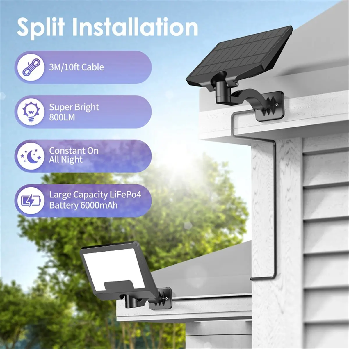 MYdaY- Solar Light Outdoor LED Solar Lamp IP65 Waterproof Solar Garden Lamp Adjustable Lighting Angle for Wall Yard Street A