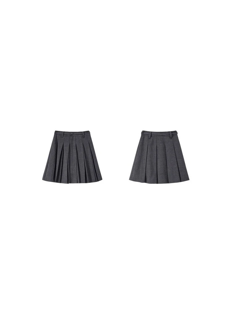 SENTUBILA Falda plisada para mujer, minifalda acampanada con cinturón desmontable liso, nueva colección 2025, faldas plisadas dobles delanteras 153QB2599