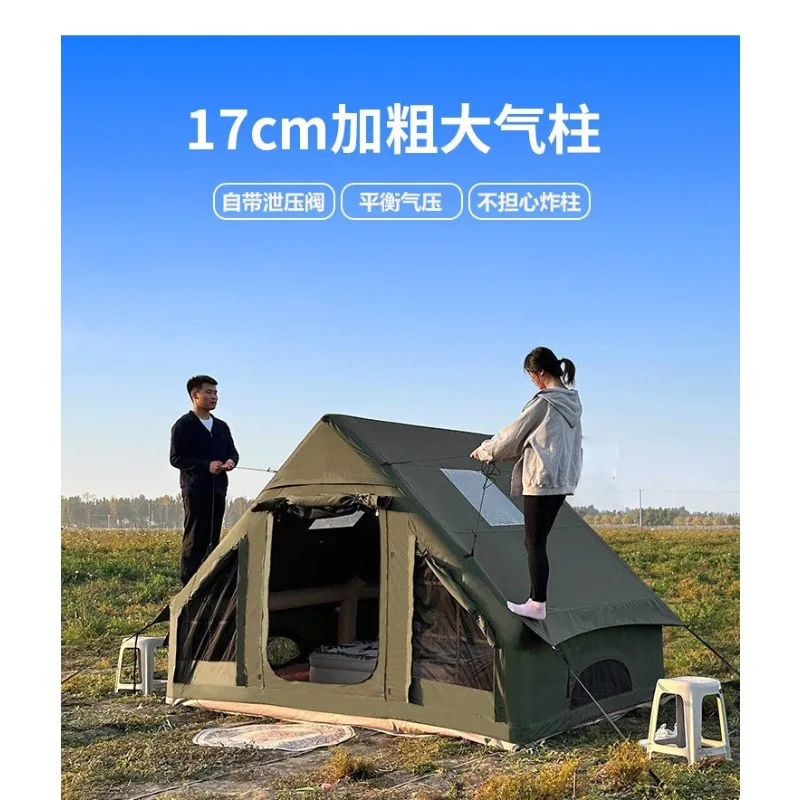 

Cotton inflatable tent camping outdoor long military green 6.3 flat roof