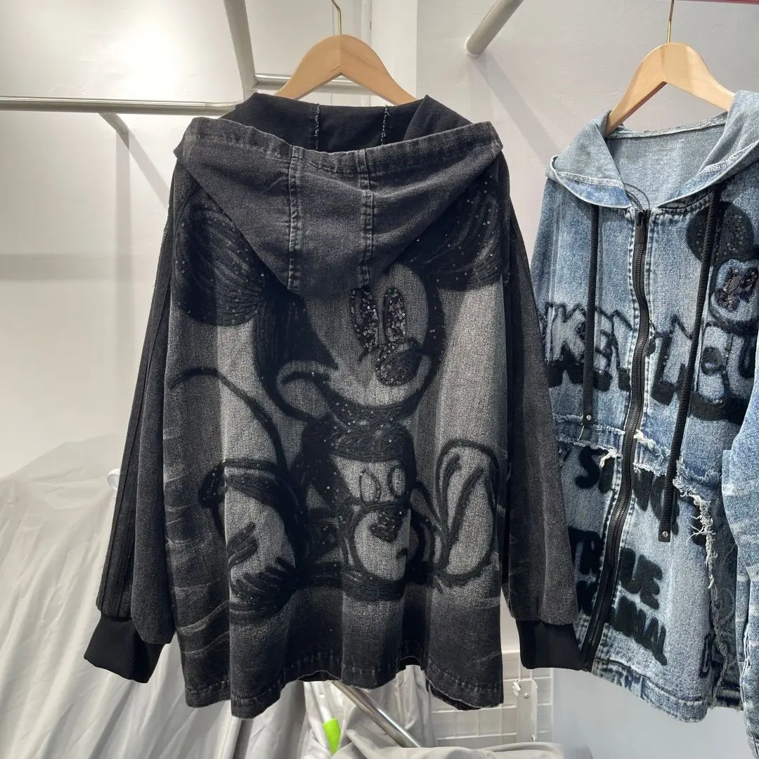 Foreign trade European and American new fashion brand cartoon printed and embroidered loose women's jacket