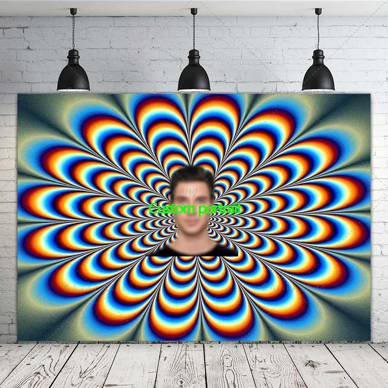 Aangepaste Portret Vortex Spiraal Hypnose Cmyk Achtergrond 3d Vertigo Fotografie Achtergrond Optische Illusie Foto Banner Rekwisieten