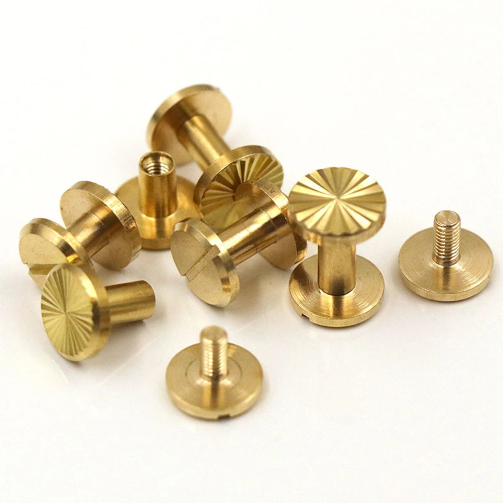

10pcs Solid Brass Sunflower Screws Flat Fastener Belt Harness Nail Rivets 10X4X5Mm Lightweight Book Luggage Rivet