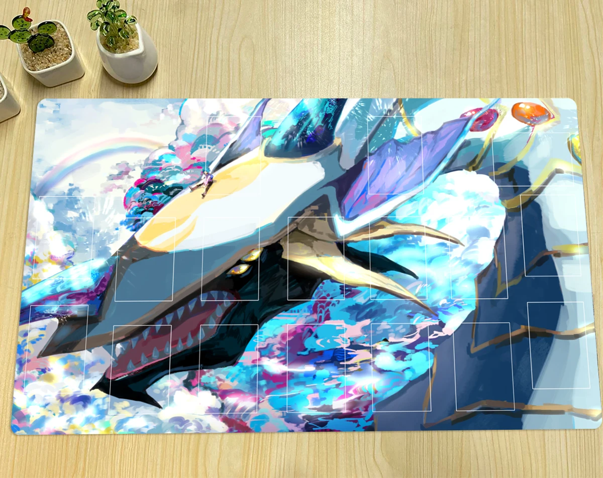 YuGiOh Rainbow Dragon Playmat Johan Andersen TCG Mat CCG Board Game Trading Card Game Mat Rubber Mouse Pad Free Bag 600x350x2mm