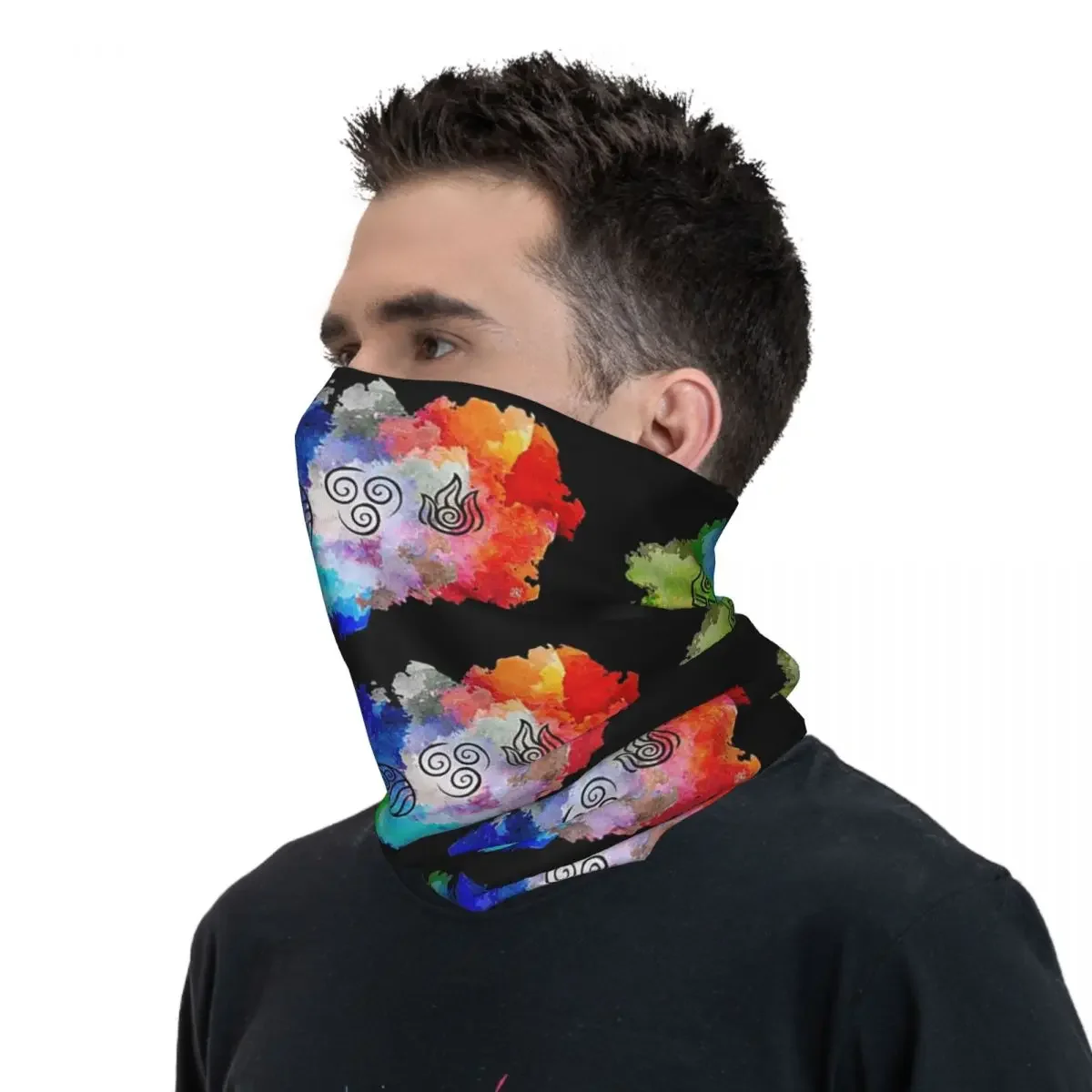 아바타 The Last Airbender - Four Elements-수평 반다나 넥 커버 프린트 페이스 스카프 따뜻한 발라클라바 야외 스포츠