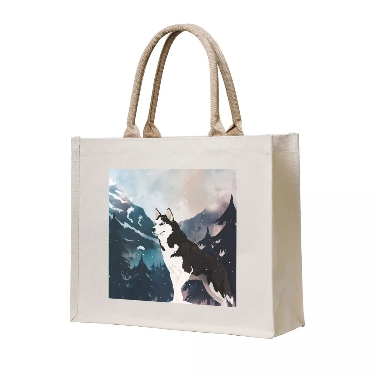 Mountain Husky Tote Bag shopping bag Women's beach bags cute pouch bag Women's tote