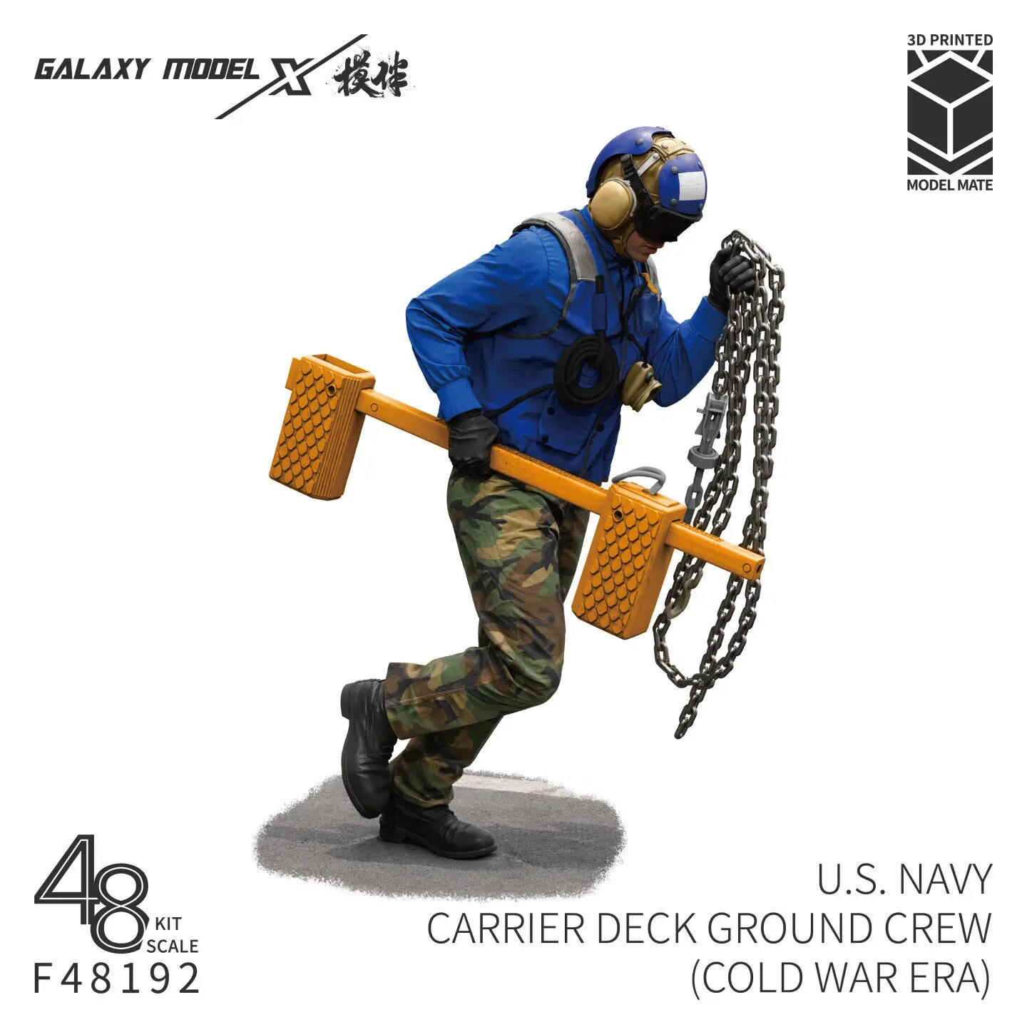 Galaxy 1/48 US Navy Carrier Deck Ground Crew 3D Printed Resin Figure Unpainted for Cold War Era Model Scene Building Hobby Craft