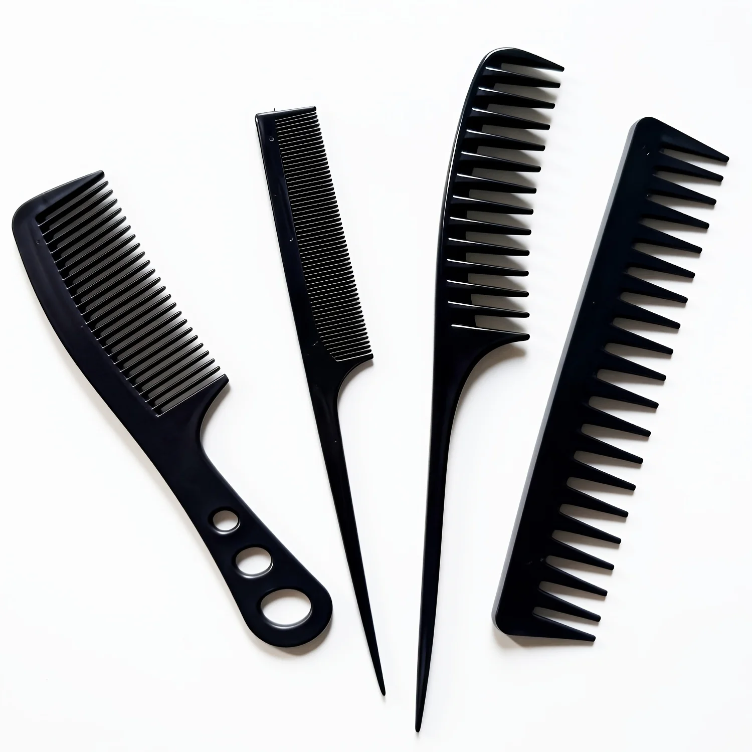 4PCS Black Hair Comb Set Different Types Hair Comb Hairdressing Tool Portable