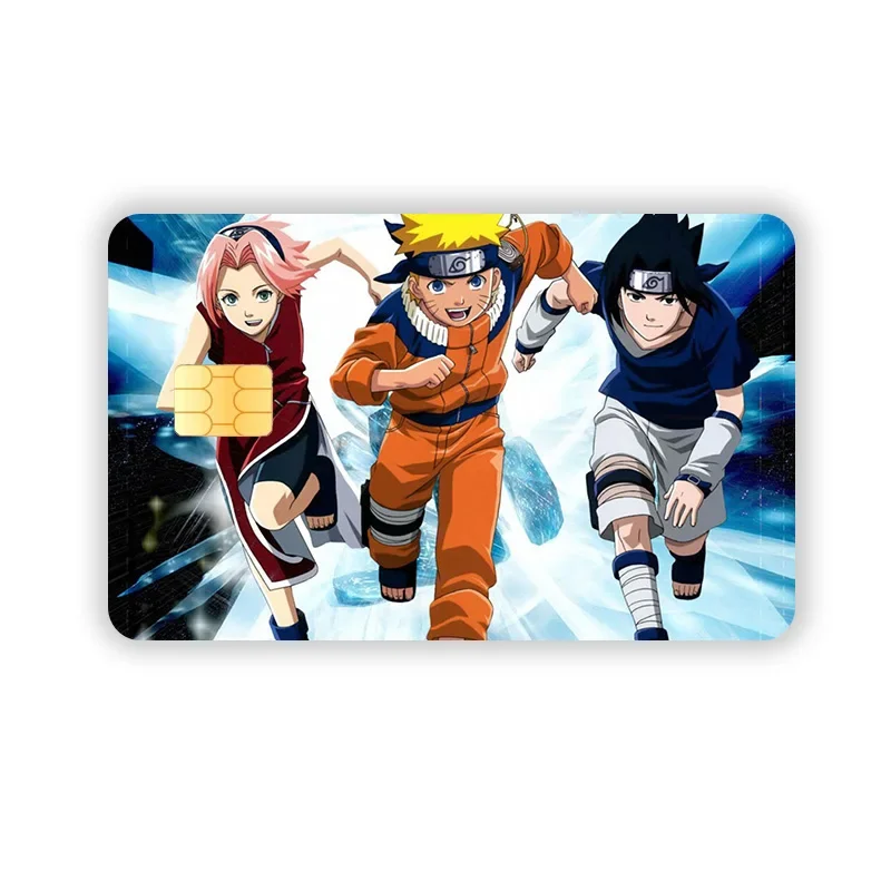 Pegatinas de piel de tarjeta de crédito de dibujos animados de Naruto, pegatina impermeable, decoración, película protectora de tarjeta de carga bancaria de débito