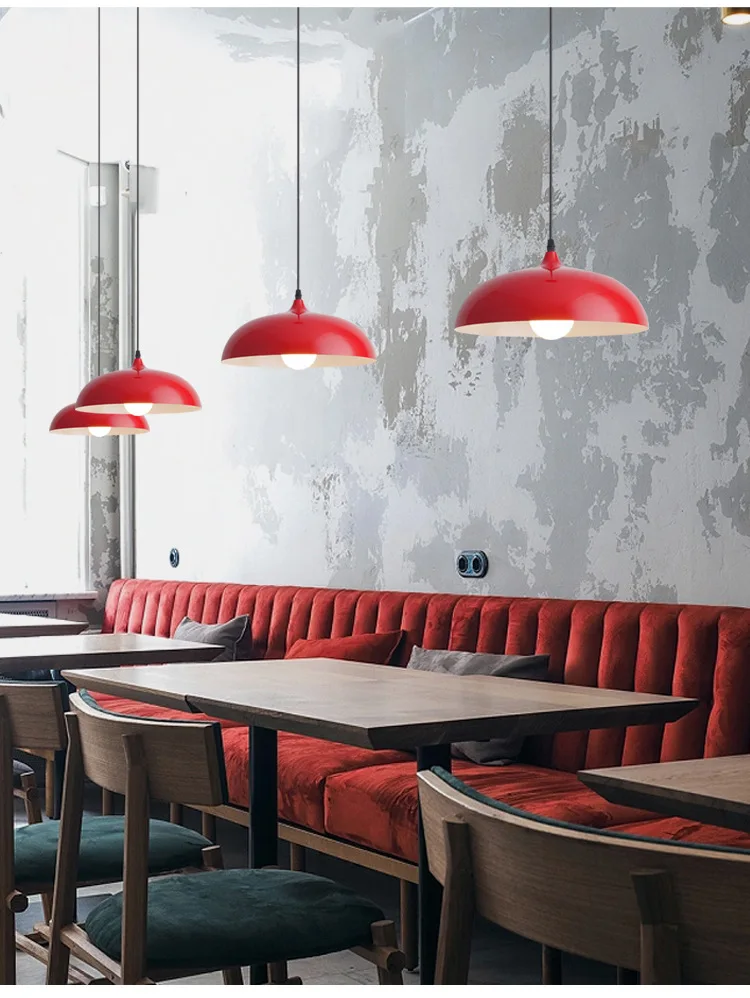 American Retro Red Pendant Lamp Led E27 Industrial Style Lighting Hot Pot Barbecue Modern Iron Art Restaurant Decor Lighting