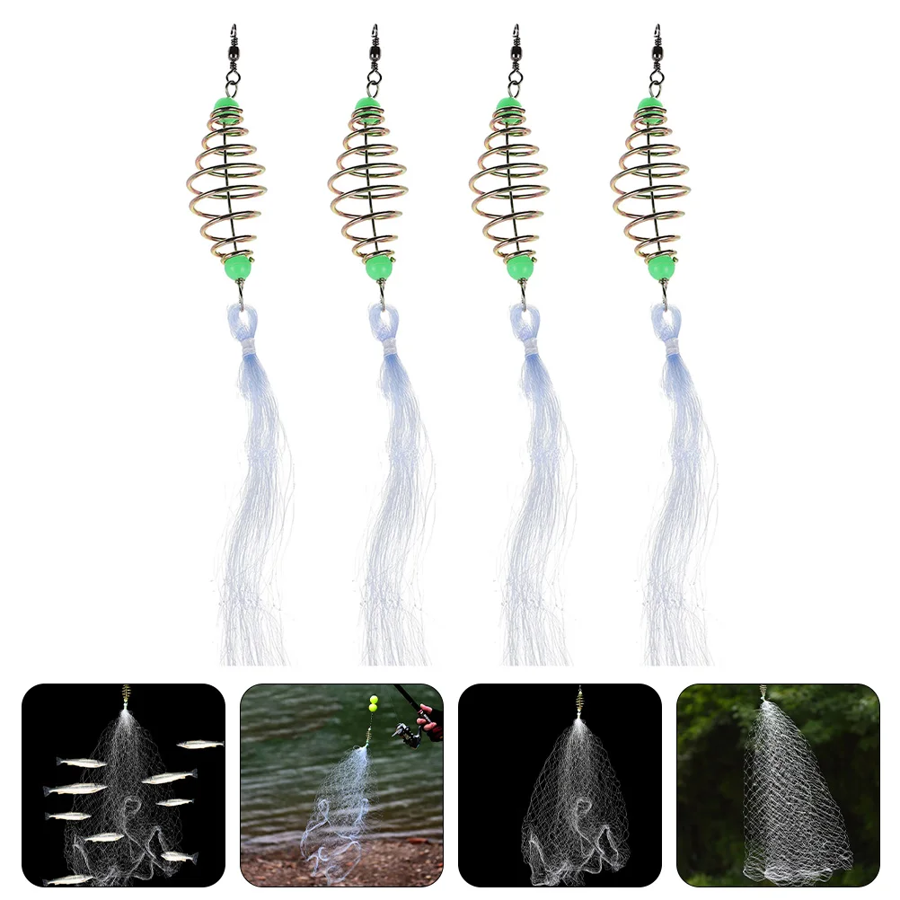 

4 Pcs Fishing Net Wear-resistant Mesh Outdoor Retractable Premium Portable Iron Fishnets Professional Meshes