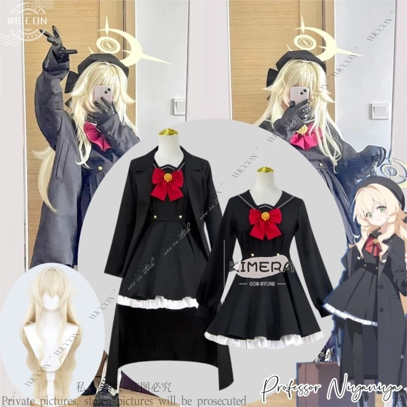 

Professor Niyaniya Game Blue Archive Аниме Косплей Костюм Парик Японская Школьная Форма Юбка Пальто Женский Каваи Рождественский Костюм