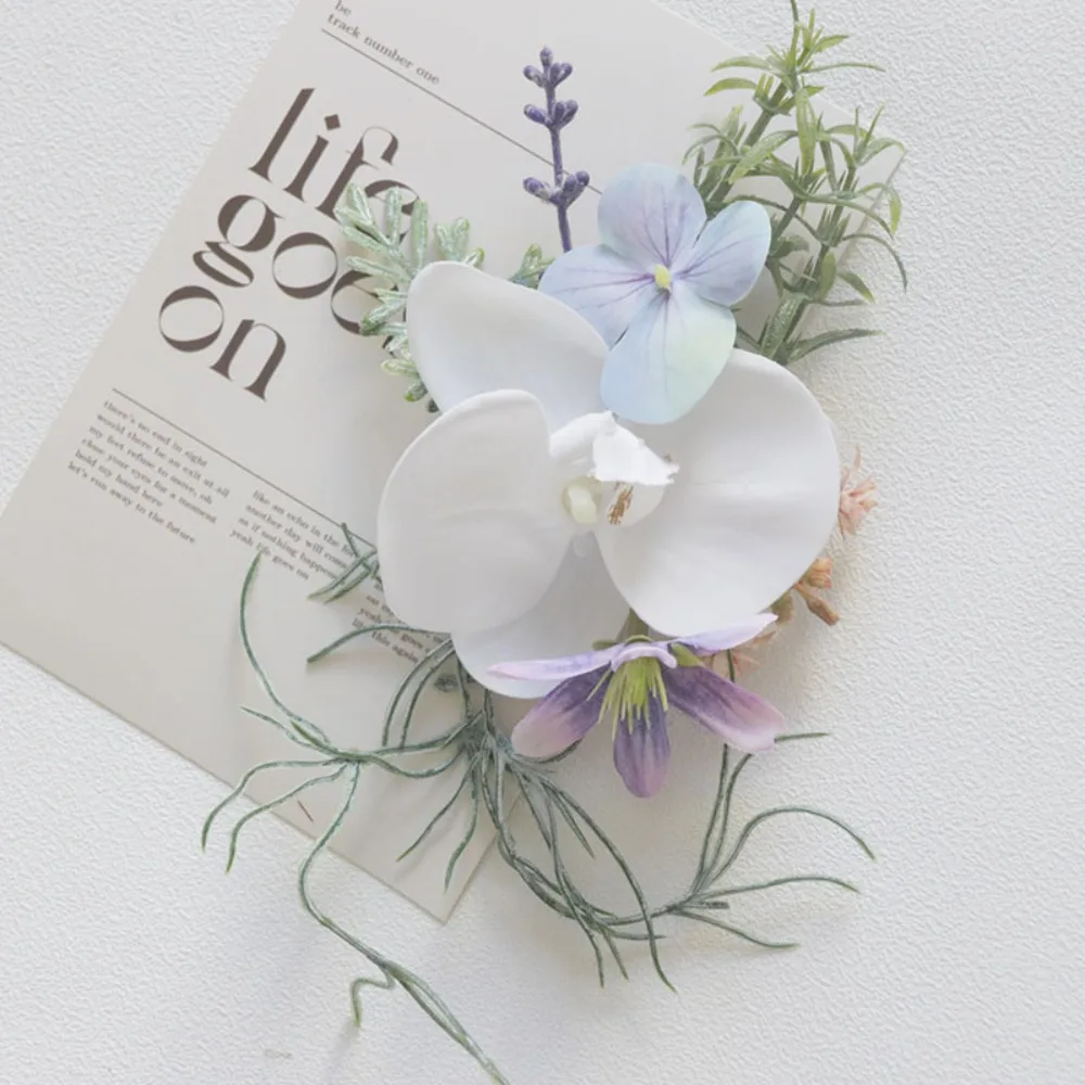 Artificial Phalaenopsis Boutonniere Groomsman Brooch Buttonhole Men Wrist Corsage Wedding Party Decoration Supplies