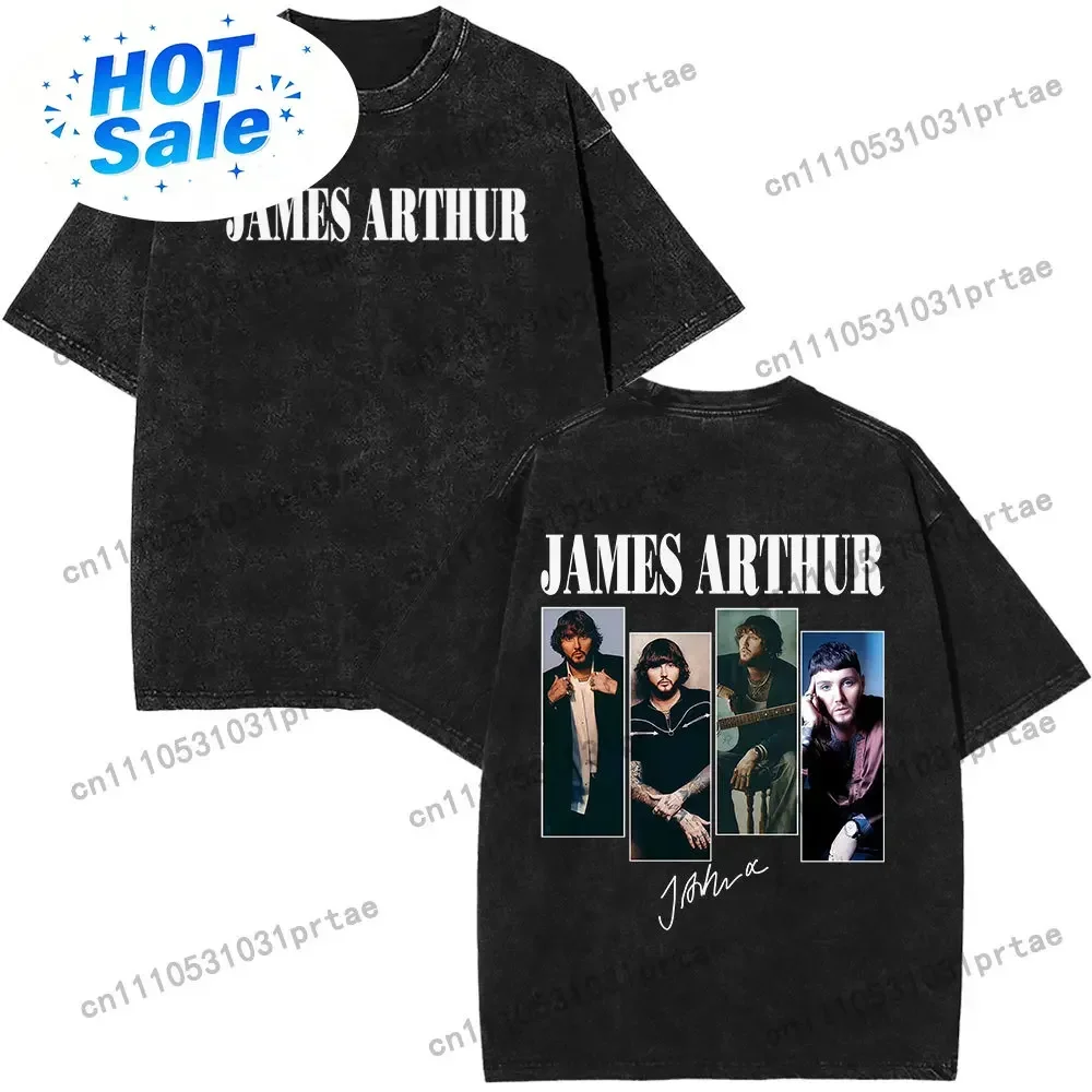 Singer James Arthur Tour 2026 Print Tees Men Women Harajuku T-shirt Summer Cotton Loose Aesthetic Trendy Vintage Washed T Shirts