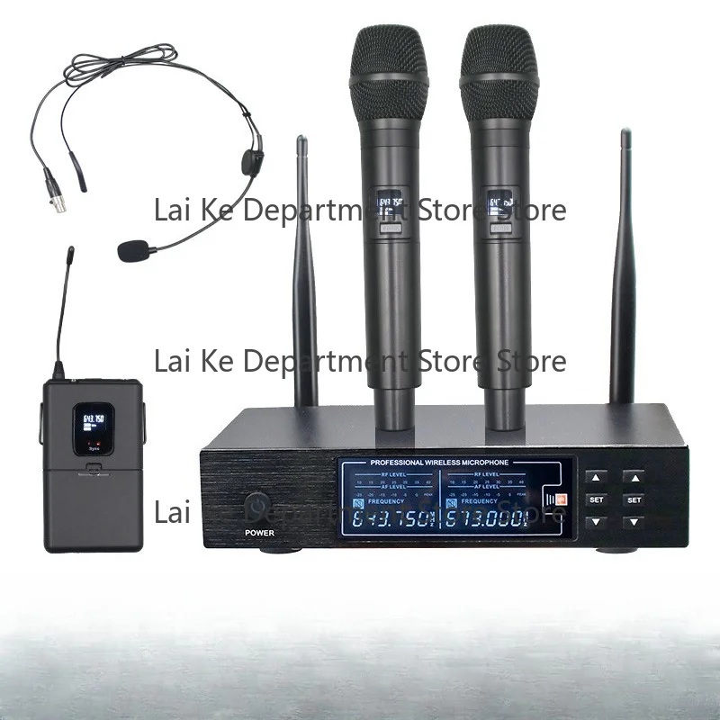 Wireless Microphone UHF One-to-Two KTV Conference Mic Outdoor Stage Performance K-Song Dynamic Stage Professional Level