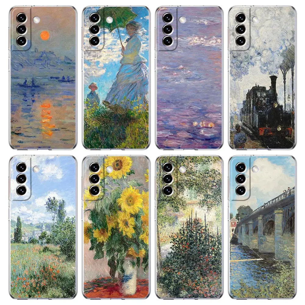 Claude Monet Impressionism Clear Silicone Phone Case For Samsung Galaxy S23 S22 5G S20 Ultra S21 FE 5G S10E S9 S8 S10 Plus Cover