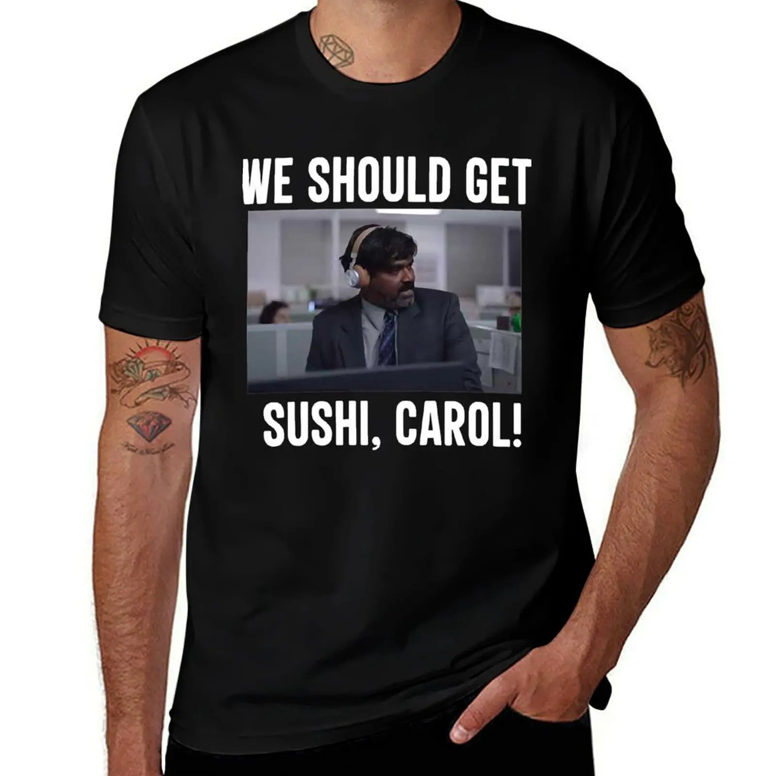 

Футболка We Should Get Sushi Carol, модные рубашки, быстросохнущие рубашки, простые черные футболки с рисунком для мужчин