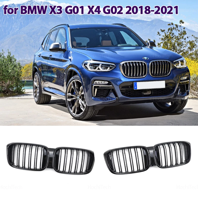 

For BMW X3 G01 X4 G02 2018 2019 2020 2021 New Look Double Line Car Front Bumper Kidney Grill Grilles 2 Line Double Slat