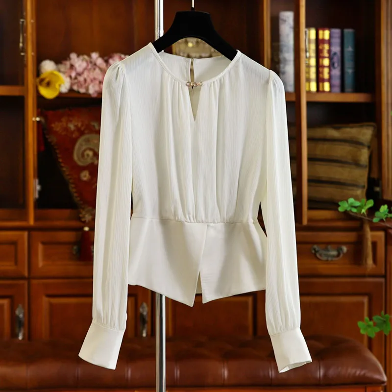 2024 New Long Sleeve Chiffon Blouse Women Shirt Camisas De Mujer