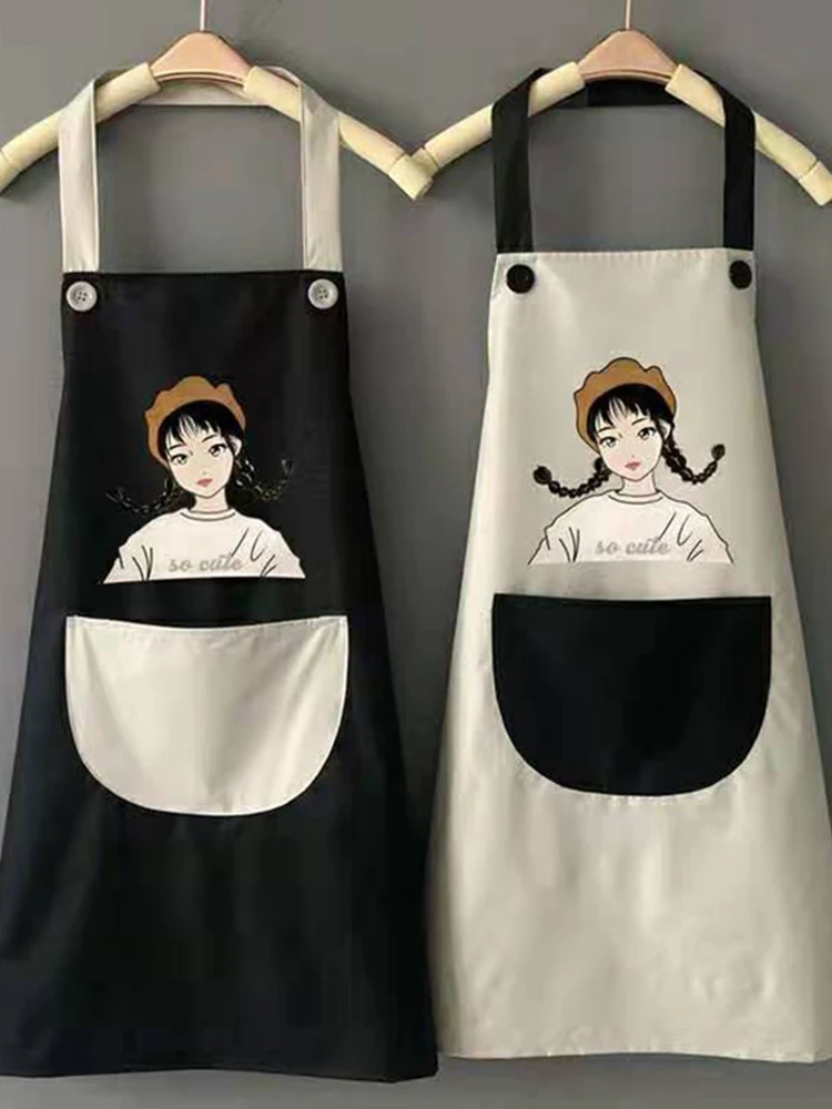 New Cute Japanese Apron Waterproof And Oil-Proof Home Kitchen Cooking Housework Female Fashion Apron