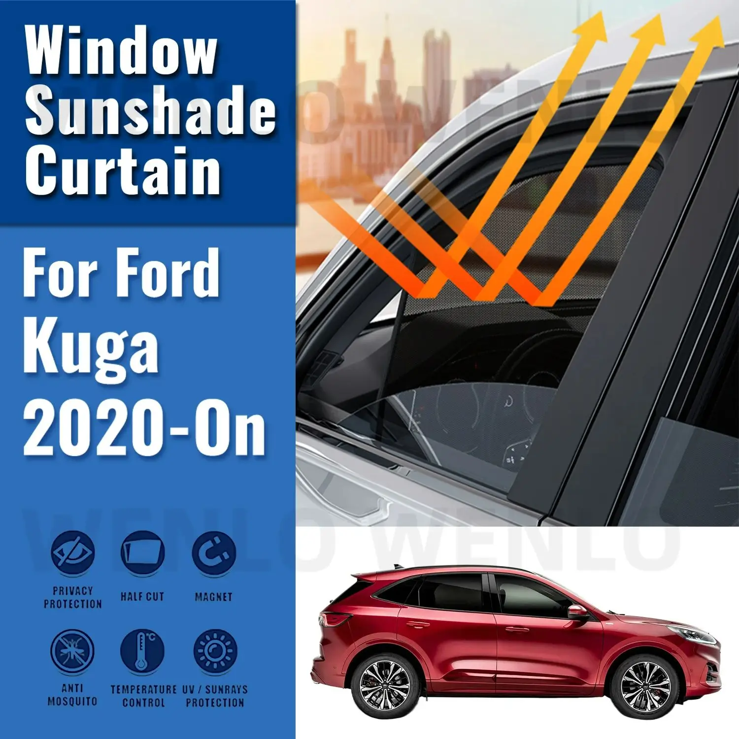 

For Ford Escape kuga 2020 2021 2022 2023 Magnetic Car Sunshade Front Windshield Curtain Rear Side Window Sun Shade