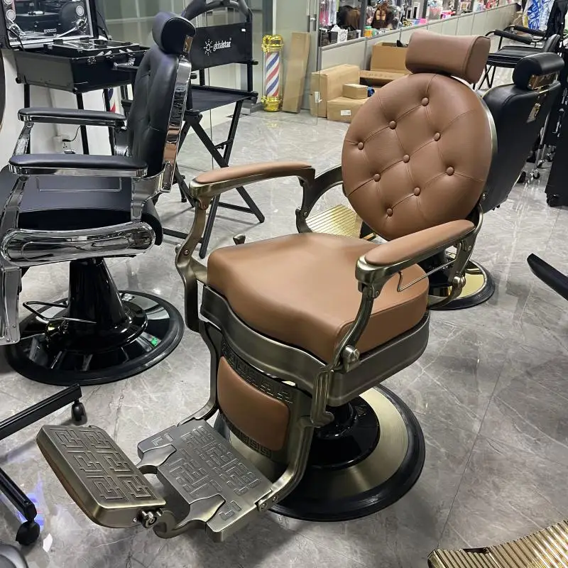 

High-end men's retro oil head chair can be reclined hair salon barber shop special beauty cutting shaving chair