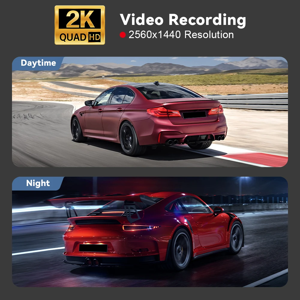 2K 2560*1440P Dash Cam with WiFi GPS Car DVR Night Vision Video Drive Recorder 24 Hour Monitoring Black Box
