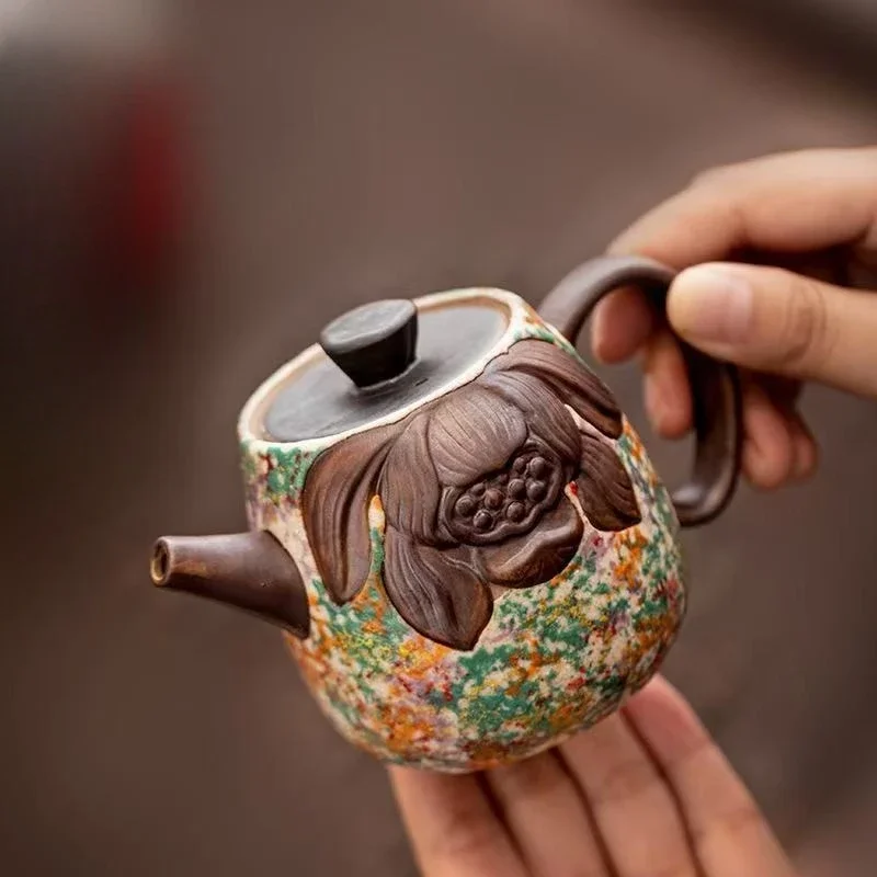 195ML Rock Painting Time Shenglian Is Putting The Pot Ball Hole Filter Making Teapot Kung Fu TeaSet Anti-scalding Hand Tea Maker