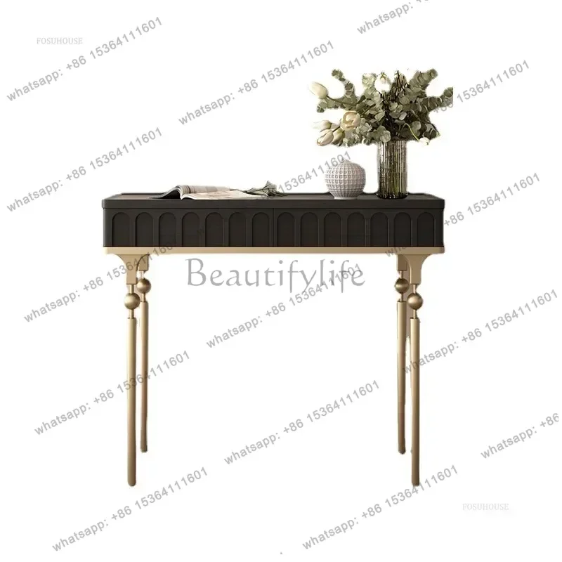 

New Solid Wood Console Table for Hallway Retro Corridor Walnut Console Tables High Living Room Decor Luxury Enturway Table