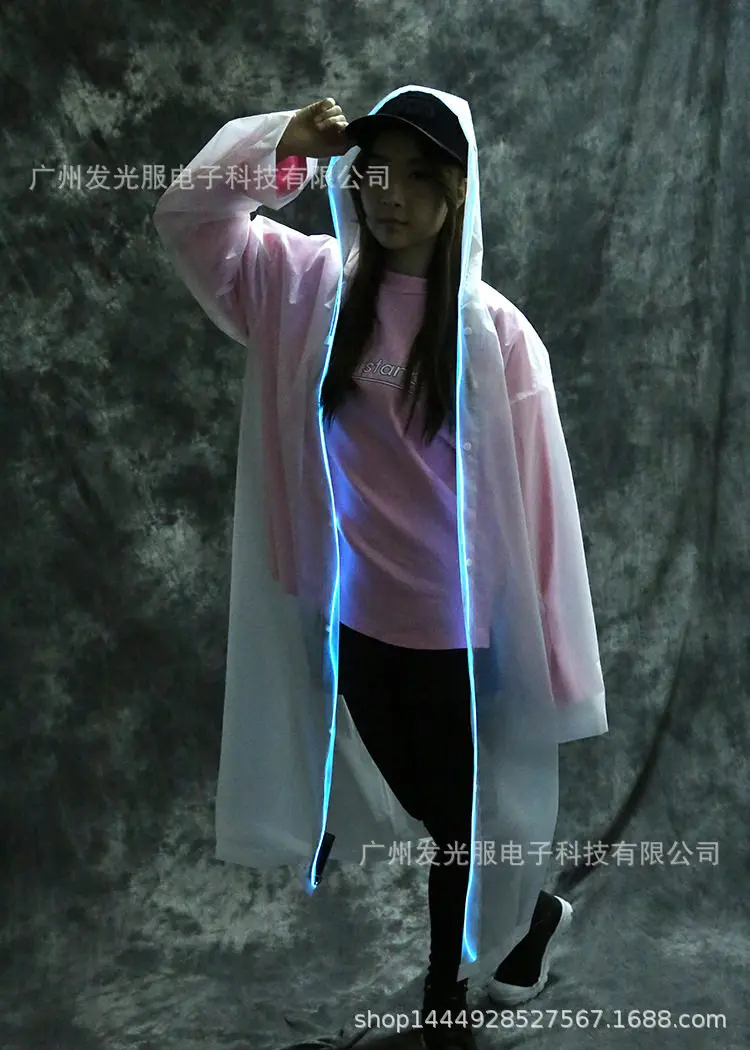 LED Luminous Poncho Long Whole Body Rainstorm-proof Transparent Thickened Men's and Women's Raincoats Star Concert Site view 3