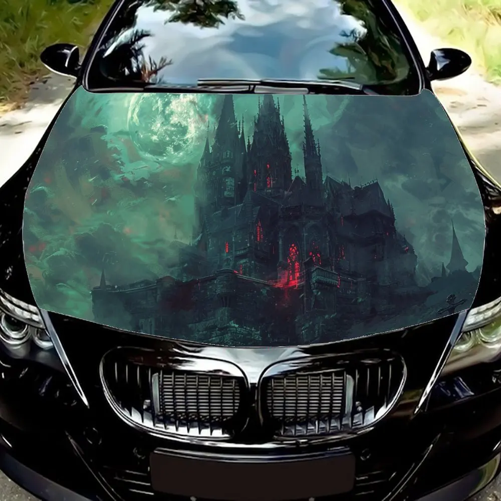 

Dark Night Gothic Castle Print Car Hood Wrap Color Vinyl Sticker Truck Graphic Bonnet Auto Accessories Decoration Decal Gift