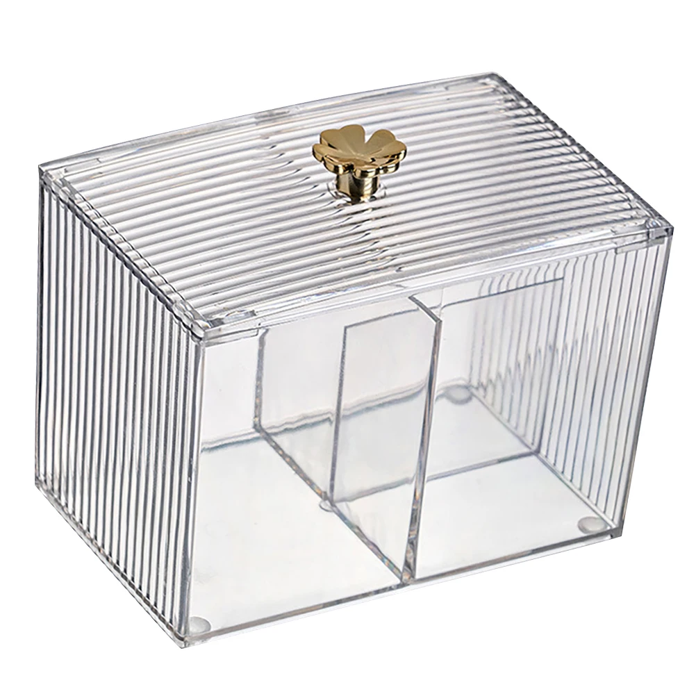 

2pcs Transparent Makeup Storage Box with Lid Compartmentalized Organizer for Cotton Swabs Pads Brushes Jewelry Travel