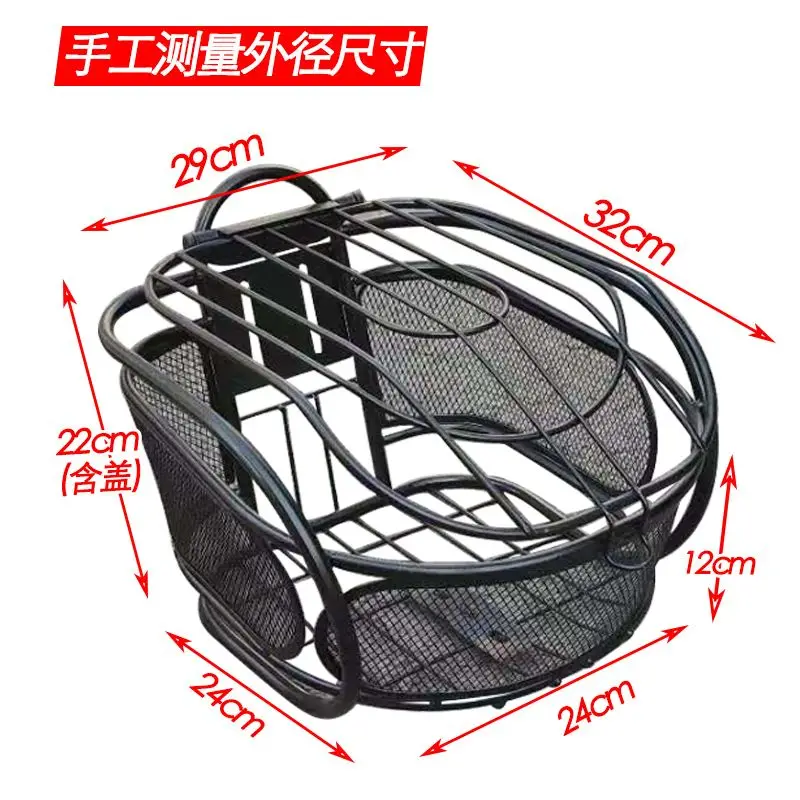 Electric Bicycle Front Basket Vegetable Basket Storage Basket Bicycle Sturdy and Durable Metal Front Basket with Lid