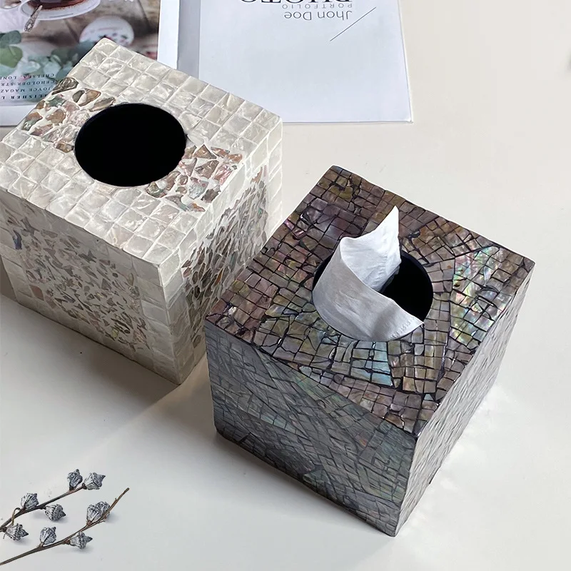 Light luxury shell tissue box design tissue box living room coffee table hotel dining table decoration set