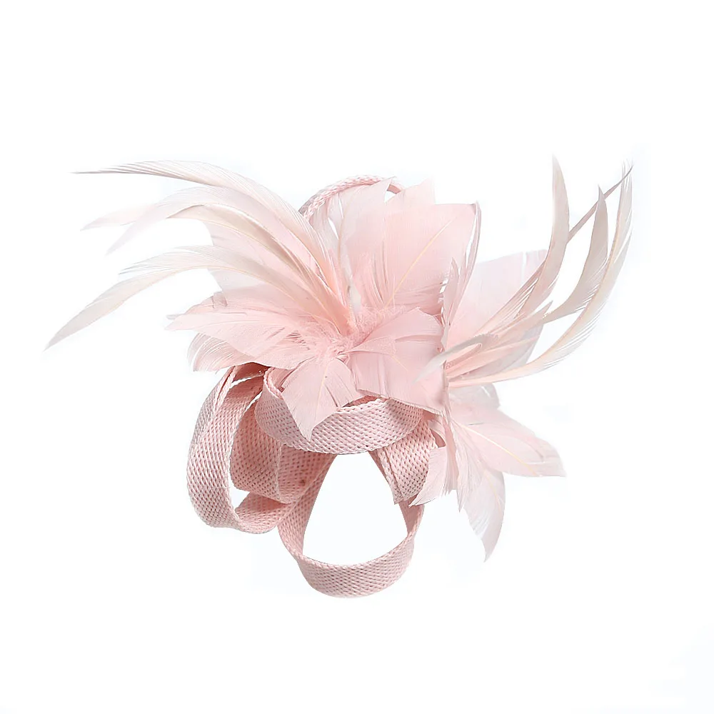 Chapeau haut de forme en plumes de lin pour femmes, accessoires pour cheveux, rétro, patients, vêtements de sauna, cocktail, thé, sauna, sangle de fleur, pince à cheveux, nouvelle mode