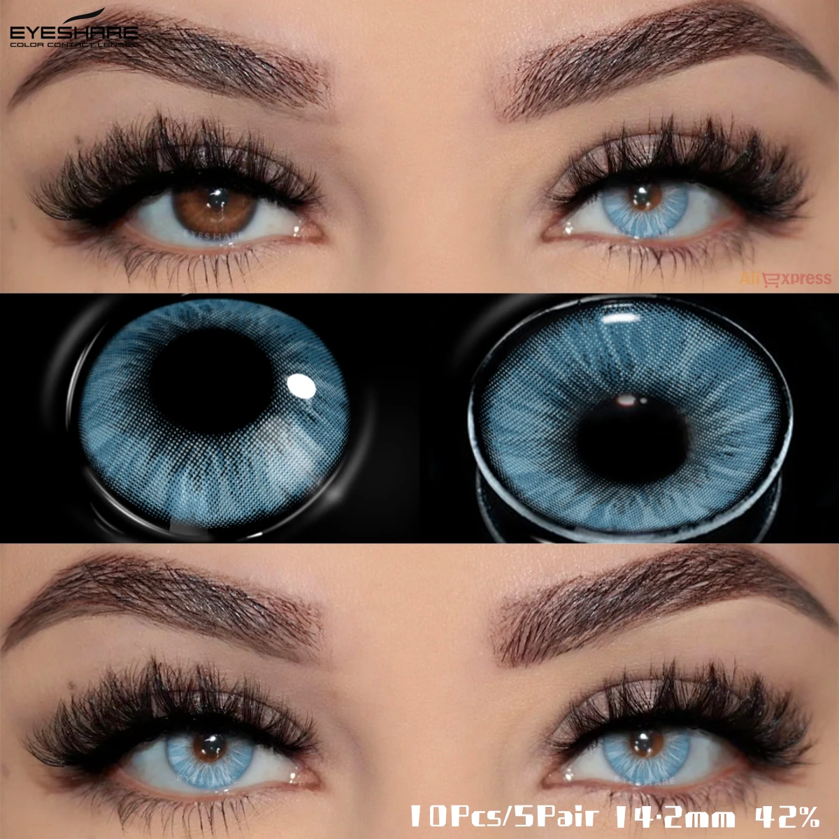 EYESHARE 10Pcs/5Pair Daily Disposable New Colored Contact Lenses 1Day Daily Lens Fashion Blue Lenses Natural Brown Contact