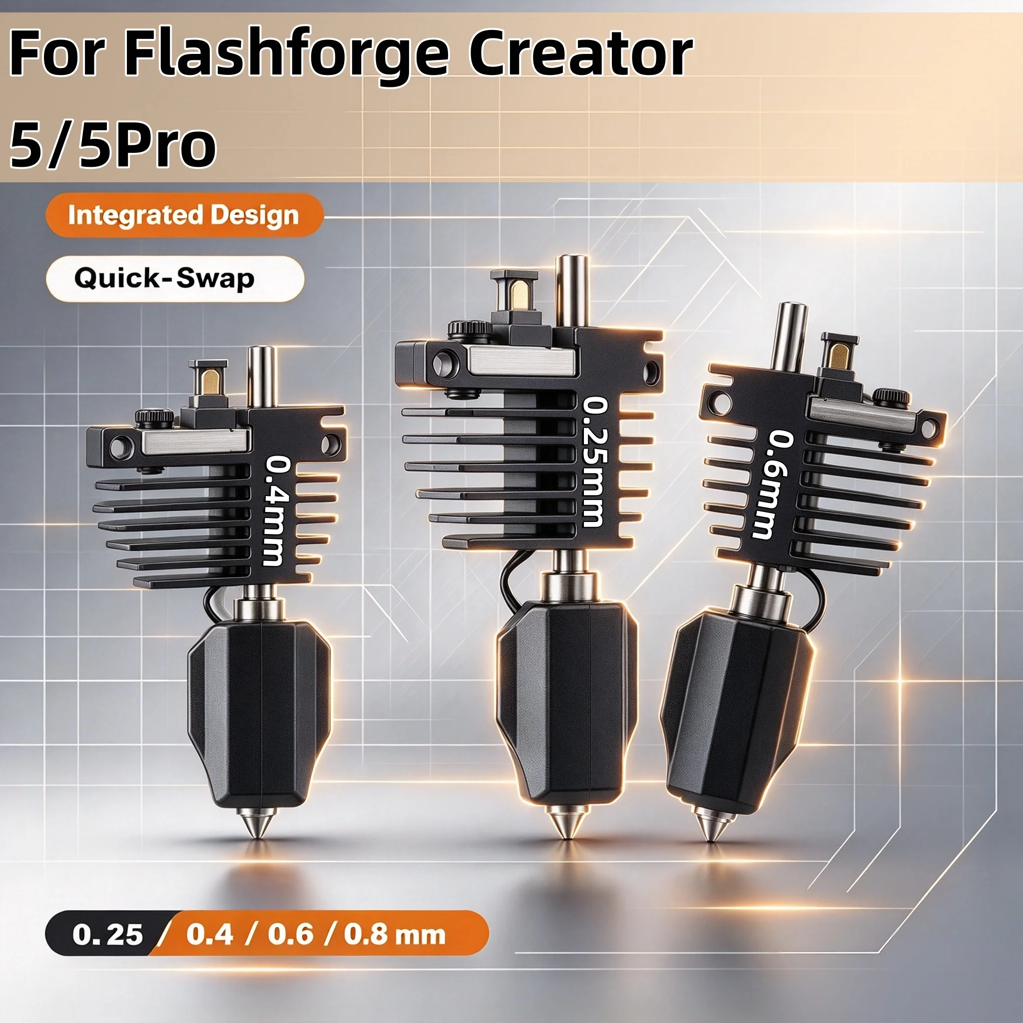 For Flashforge Creator 5 Pro Hotend 0.4mm Nozzle Assembly Integrated Quick-Swap C5 Extruder Hotend 3D Printer Accessories