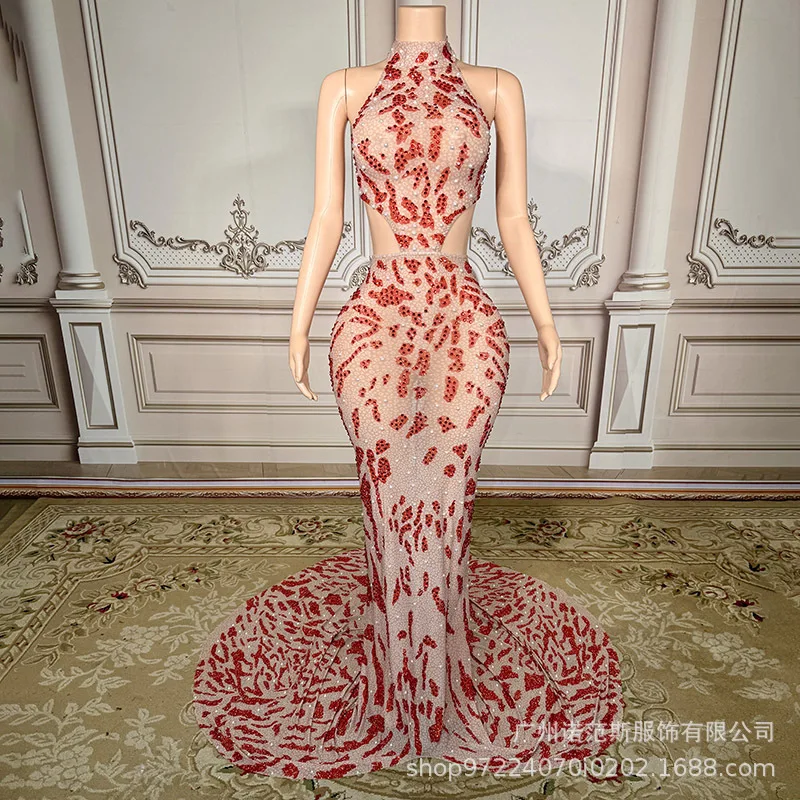 

2026 сексуальная шея с защемленной талией, тонкая юбка «рыбий хвост», элитное вечернее платье для знаменитостей, музыкального фестиваля, платье для подиума с красной ковровой дорожкой