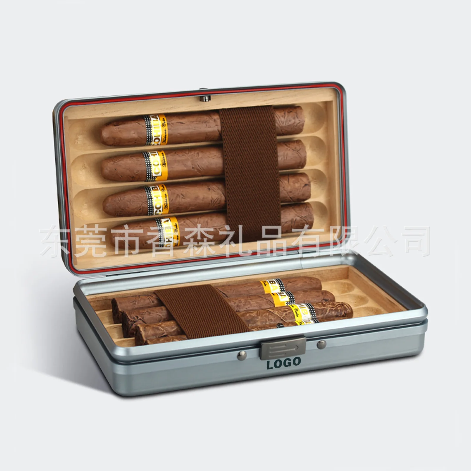 Wholesale Lightweight Portable Mini Aviation Aluminum Moisturizing Cigar Box, Travel Sealed Moisturizing Box Cigar Storage Box
